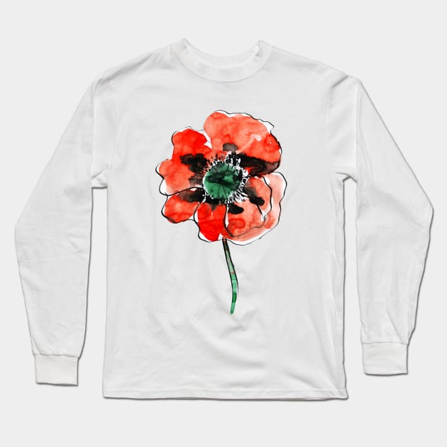 Poppy flower Long Sleeve T-Shirt by Elsiebat